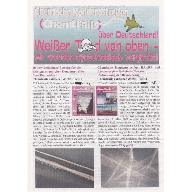 Chemische Kondensstreifen (Chemtrails) über Deutschland