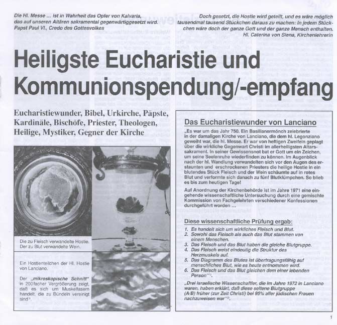 Heiligste Eucharistie und Kommunionsspendung/-empfang Michael Drayß