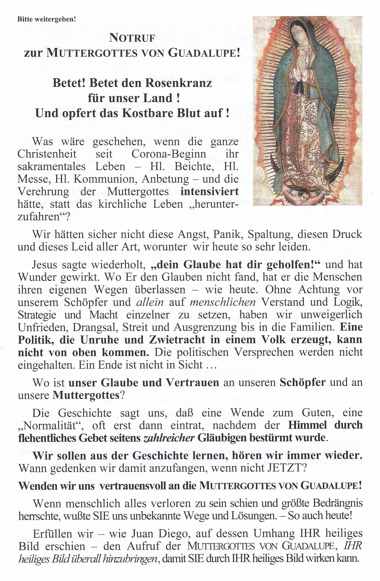 Notruf zur Muttergottes von Guadalupe